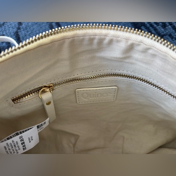 Quince Italian Handwoven Leather Mini Shoulder Bag in bone/ivory - Picture 7 of 11